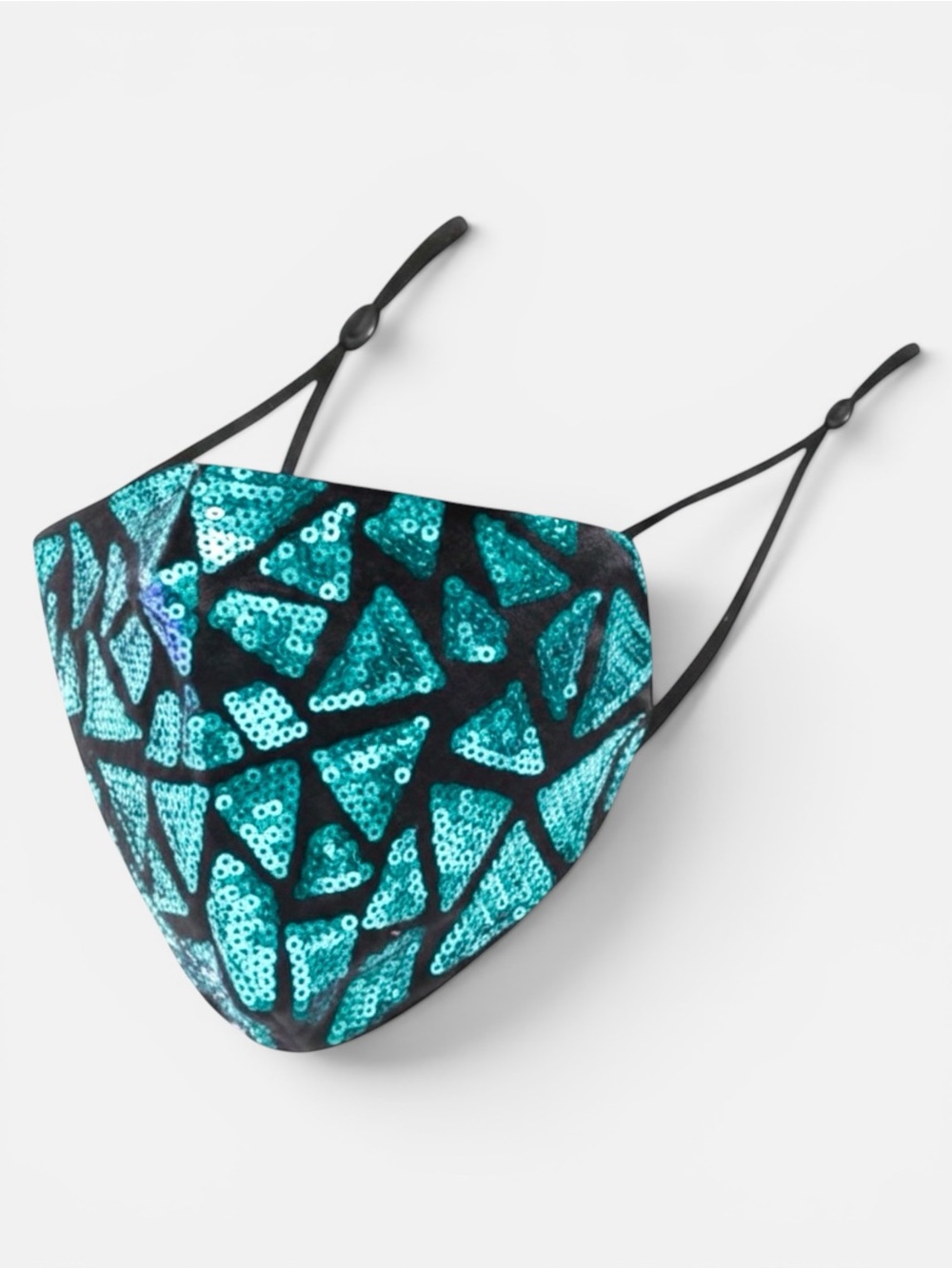 Teal Sequin Face Mask NWT Sealed Geometric Festival Concert Reusable Glam